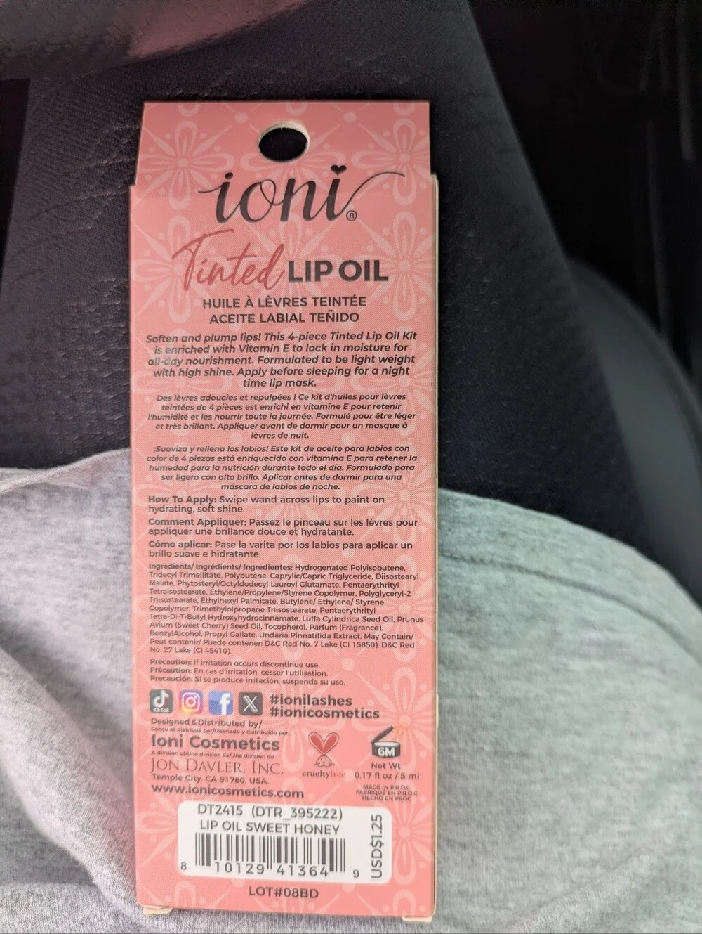 Ioni Tinted Lip Oil — Sweet Honey (Pink)